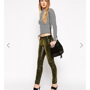 Blank NYC Vegan Leather Green Skinny Pants